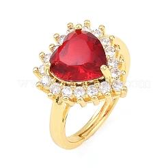 Brass Micro Pave Cubic Zirconia Adjustable Finger Rings for Women&nbsp;RJEW-K314-01G