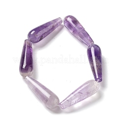 天然石アメジストビーズ連売り  ティアドロップ  30~30.5x10~10.5mm  穴：1.4mm  約6個/連  7.13~7.20インチ（18.1~18.3cm）&nbsp;G-P528-H15-01