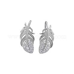 Alloy Rhinestone Feather Stud Earrings for Women&nbsp;WG36FE1-01