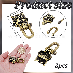 ステンレス製シャックル留め具  ブレスレット作りに  オオカミ  アンティークブロンズ  53x22mm&nbsp;FIND-WH0148-925