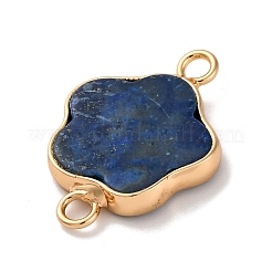 天然ラピスラズリの花コネクタチャーム  真鍮製 5枚の花びらの花のリンク  ゴールドカラー  24.5x17x3.3mm  穴：2.4mm&nbsp;KK-U042-17G-05