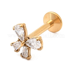 F136 Titanium Pave Clear Cubic Zirconia Bowknot Internally Threaded Labrets&nbsp;ME-CBA9828-05G