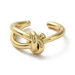 Rack Plating Brass Knot Open Cuff Rings for Women&nbsp;RJEW-Q777-02G