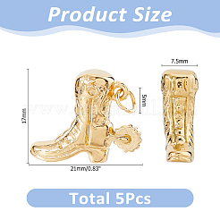 304ステンレススチールペンダント5個  丸カン付き  カウボーイブーツ  ゴールドカラー  17x21x7.5mm  穴：3.4mm&nbsp;STAS-HS0001-60