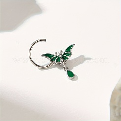 Gothic 316 Surgical Stainless Steel Enamel Green Bat Nose Ring with Drop Charms for Men and Women Party Jewelry&nbsp;LS-YQ2645