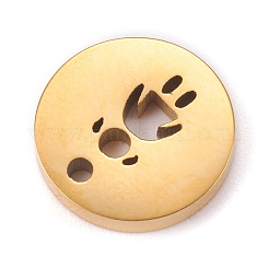 イオンプレーティング（IP）304ステンレススチールチャーム  中空の女の子とフラットラウンド  ゴールドカラー  12x1.4mm  穴：2mm&nbsp;STAS-F261-03G