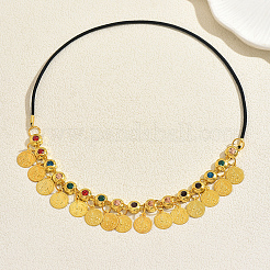 Middle Eastern Metal Rhinestone with Coin Pendant Tassel Headpiece for Women&nbsp;TK3586