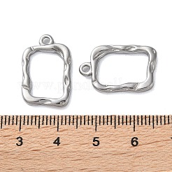 変色しない304ステンレススチールペンダント  長方形のチャーム  ステンレス鋼色  20x13x2mm  穴：1.8mm&nbsp;STAS-G338-12P