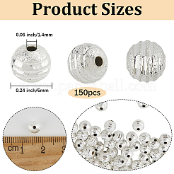 ラックメッキ真鍮ビーズ150個  長持ちメッキ  鉛フリー＆カドミウムフリー  丸い質感の  銀  6mm  穴：1.4mm&nbsp;KK-LT0001-01