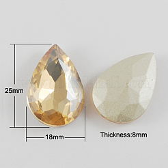 ガラスポイントバックラインストーン  バックメッキ  多面カット  ティアドロップ  ミックスカラー  25x18x8mm&nbsp;RGLA-Q003-M