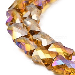 Ab色のメッキ透明ガラスビーズ連売り  多面的な竹の棒  ゴールデンロッド  10.5~11x8x5mm  穴：1mm  約58~60個/連  24.01~24.8インチ（61~63cm）&nbsp;EGLA-P051-06A-A13