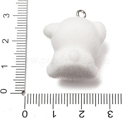 動物をモチーフにしたフロッキング加工の不透明樹脂製ペンダント  プラチナトーンの鉄ループ付き  アザミ  犬チャーム  25x22.5x15.5mm  穴：2mm&nbsp;RESI-G130-01A