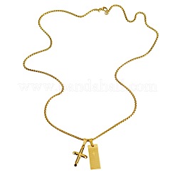 Cross & Rectangle 304 Stainless Steel Pendant Necklaces&nbsp;FS-WGE99ED-01