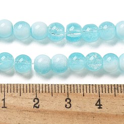 クラックガラスビーズ連売り  ロンデル  ターコイズ  6mm  約138~144個/連  296.85''（754センチメートル）&nbsp;X-GLAA-U001-6mm-08