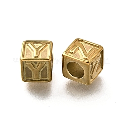26個 26スタイル 304ステンレススチールキューブビーズ  a～zの文字  イオンプレーティング（ip）  18KGP本金メッキ  8x8x8mm  穴：5mm  1個/スタイル&nbsp;STAS-V009-01G