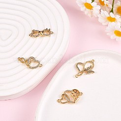 4Pcs 4 Style Brass Micro Pave Clear Cubic Zirconia Links Connectors&nbsp;ZIRC-SZ0002-24