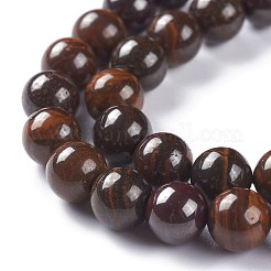 天然オーストラリア産ボルダーオパールビーズ連売り  ラウンド  8mm  穴：0.8mm  約50個/連  15.94インチ（40.5cm）&nbsp;G-A025-A01-8mm
