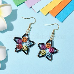 アクリルのピアス  真鍮製のピアスフック付き  女性のためのジュエリー  スター  47x28mm&nbsp;EJEW-TA00458