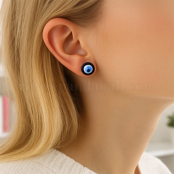 6Pcs 3 Colors Stainless Steel Evil Eye Stud Earrings for Men&nbsp;EJEW-GO0002-16