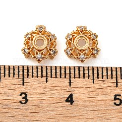 Brass Micro Pave Clear Cubic Zirconia Bead Caps&nbsp;KK-K378-46A-HG