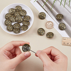 1穴合金ボタン  フラットラウンド  アンティーク黄金  23x9.5mm  穴：2mm  20個/セット&nbsp;FIND-FG0004-58A