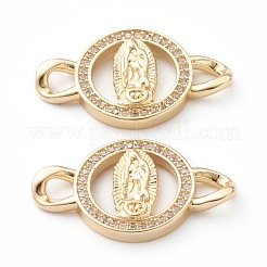 Brass Micro Pave Clear Cubic Zirconia Links Connectors&nbsp;ZIRC-Z014-03G