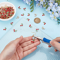 110本合金エナメルチャーム  チェリー  ライトゴールド  レッド  13x12x2mm  穴：1.6mm&nbsp;ENAM-ME0001-44