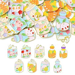 45 個 9 スタイルラックメッキ合金ペンダント  エナメル  カドミウムフリー＆ニッケルフリー＆鉛フリー  混合図形  ライトゴールド  ミックスカラー  23.5~26x14~16.5x1.3mm  穴：1.8mm  5個/スタイル&nbsp;ENAM-CJ0004-99