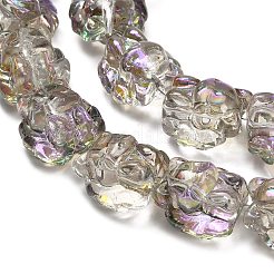 電気メッキガラスビーズ連売り  キツネ  半分メッキ  虹メッキ  グレー  18x18x13.5mm  穴：1.5mm  約40個/連  27.17''（69センチメートル）&nbsp;EGLA-H110-01HR-04