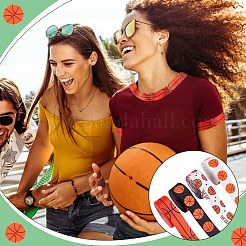 4ロール 4色 スポーツボールプリントグログランリボン  衣類用アクセサリー  混合図形  ダークオレンジ  バスケットボール  7/8インチ（22mm）  約5ヤード/ロール  1ロール/色&nbsp;OCOR-PH0004-07B