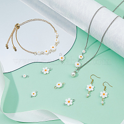 16Pcs 8 Styles Natural Freshwater Shell Daisy Flower Connector Charms&nbsp;PALLOY-FH00118