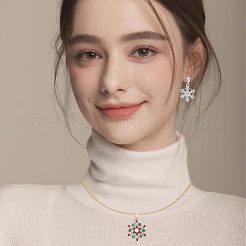 48 個 8 スタイルラックメッキ合金ペンダント  abs プラスチックイミテーションパールとカラフルなラインストーン付き  カドミウムフリー＆ニッケルフリー＆鉛フリー  クリスマススノーフレーク  ミックスカラー  16~24.5x13~19x3~5.5mm  穴：1.8~2mm  4個/スタイル&nbsp;FIND-AR0005-13