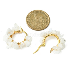 Natural Moonstone Chips Braided Hoop Earrings&nbsp;EJEW-JE04940-24