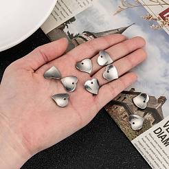 変色しにくい304ステンレススチールのハートチャーム  ウェーブのかかった  ステンレス鋼色  15x16x1mm  穴：1mm&nbsp;X-STAS-M004-02