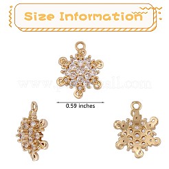 6 Pieces Snowflake Clear Cubic Zirconia Charm Pendant Brass Flower Charm Long-Lasting Plated Pendant for Jewelry Necklace Bracelet Earring Making Crafts&nbsp;JX408A