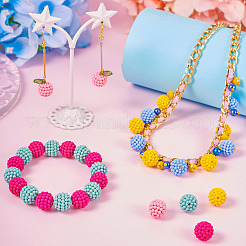 50 個 5 色のゴム引きスタイルのアクリルビーズ  ベリービーズ  組み合わせビーズ  ラウンド  ミックスカラー  12x11.5mm  穴：1.6mm  10個/カラー&nbsp;SACR-TA0001-32
