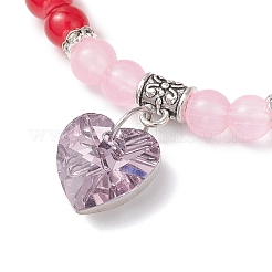 Baking Paint Imitation Jade Glass Round Beaded Charm Bracelets&nbsp;BJEW-JB11737-03