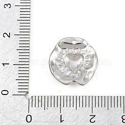 304ステンレスペンダント  ハンマーで叩いたハートにサンバーストチャーム  ステンレス鋼色  16.5x16x4mm  穴：1.2mm&nbsp;SA-CBA31B1-03P