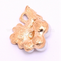 エナメルを使用した合金カボション アクセサリー  ABSイミテーションパールビーズとクリスタルガラスのラインストーン付き  ジュエリー作りのための  花  ライトゴールド  ピンク  22.5x17.5x8.5mm&nbsp;FIND-TAC0001-19A