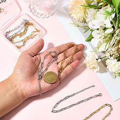 10Pcs 2 Colors 304 Stainless Steel Paperclip Chain Bracelets for Unisex&nbsp;BJEW-BBC0001-22