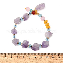 Raw Rough Natural Amethyst Nuggets Charm Beaded Stretch Bracelets for Women&nbsp;GG-CBA2C9C-13