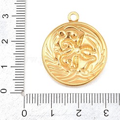 304ステンレスペンダント  エナメル  ゴールドカラー  ラウンドチャーム  28x24.5x4mm  穴：2mm&nbsp;STAS-K322-12C-G