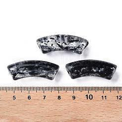 透明なアクリルビーズ  天然石風  ツートン  カーブチューブ  ブラック  36x13.5x11.5mm  穴：4mm  約148個/500g&nbsp;MACR-S372-001F-C10