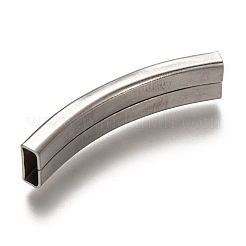 変色しない304ステンレススチール製スライドチャーム  カーブチューブ  ステンレス鋼色  38x8.5x3.5mm  穴：7.5x2.5mm&nbsp;STAS-Z025-13P
