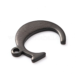 304ステンレススチールチャーム  レーザー切断  アルファベット  電気泳動黒  文字.c  12.5x9.5x0.8mm  穴：1mm&nbsp;STAS-H112-C-EB