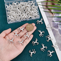 チベット風合金馬ペンダント80個  カドミウムフリー＆鉛フリー  アンティークシルバー  24x21.5x4mm  穴：2mm&nbsp;TIBEP-PH0001-86