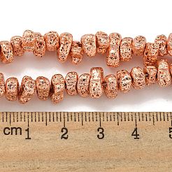 電気メッキされた天然溶岩岩ビーズ連売り  チップ  ローズゴールドメッキ  3~4x6~11x4~6mm  穴：1mm  約107~111個/連  15.35~15.75''（39~40センチメートル）&nbsp;G-I360-U01-03