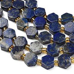 天然石ラピスラズリビーズ連売り  六角  シードビーズで  9x10x5mm  穴：0.8mm  約15個/連  7.09''（18センチメートル）&nbsp;G-F833-B11-01