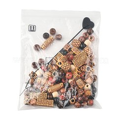 プラスチックトプシーテールヘアスタイリング編組ツール  木製ビーズとプラスチックビーズ付き  ミックスカラー  200x24.5x2mm&nbsp;OHAR-FS0001-04
