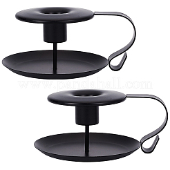 鉄キャンドルホルダー  DIYキャンドル作り用品  フラットラウンド  ブラック  130x105x59mm  2個/セット&nbsp;DJEW-CN0001-53
